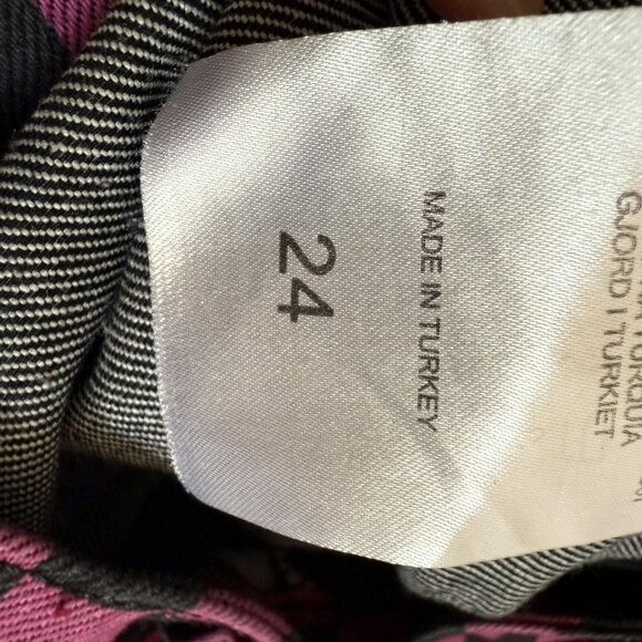 Ragged Jeans Pants Checkerboard Whimsigoth High Rise Pink Black - Picture 14 of 16